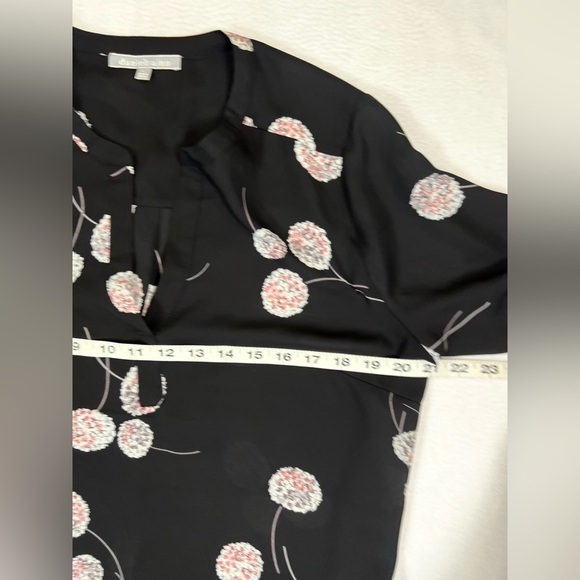 BLACK RAINN Black Floral V Neck‎ Blouse 3/4 Sleeves Semi Sheer Dark Feminine L - Picture 16 of 16
